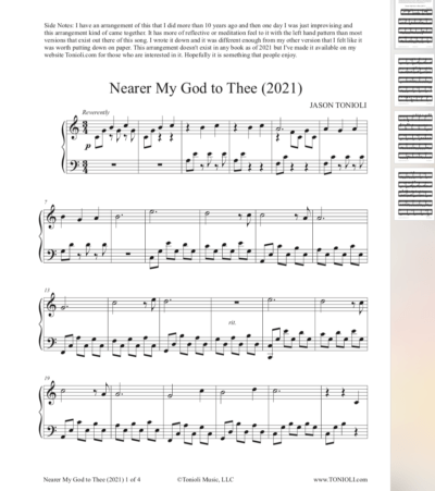 Nearer My God to Thee (2021 Arrangement) - Piano Solo PDF Sheet Music