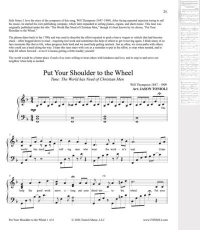 Put Your Shoulder to the Wheel - Piano Solo - SINGLE SONG DIGITAL PDF SHEET MUSIC - SPH7