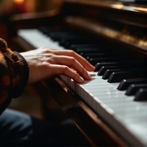 Young beginner at a piano learning first keys