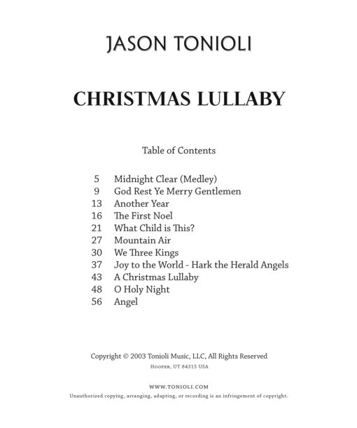 Christmas Lullaby Table Of Contents scaled
