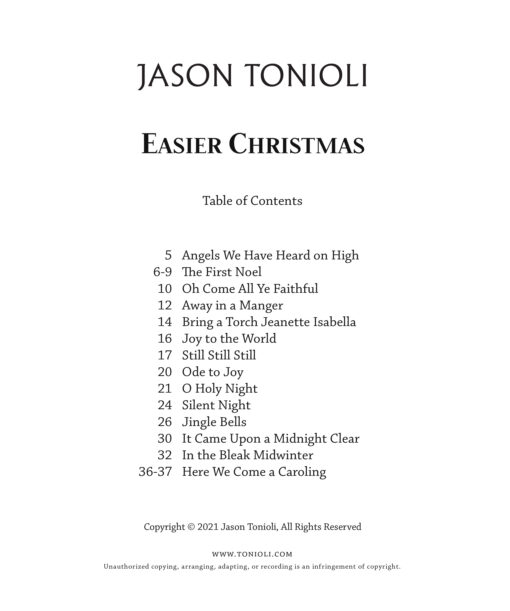 Easier Christmas Hymns Table Of Contents scaled