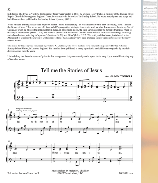 HYMN Sheet Music SAMPLE Tell Me the Stories of Jesus Hymn Piano Solo Jason Tonioli