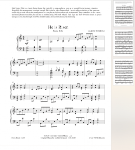 NEW!!! He is Risen (PDF Piano Solo)