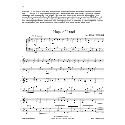 Hope Of Israel Piano Solo Jason Tonioli