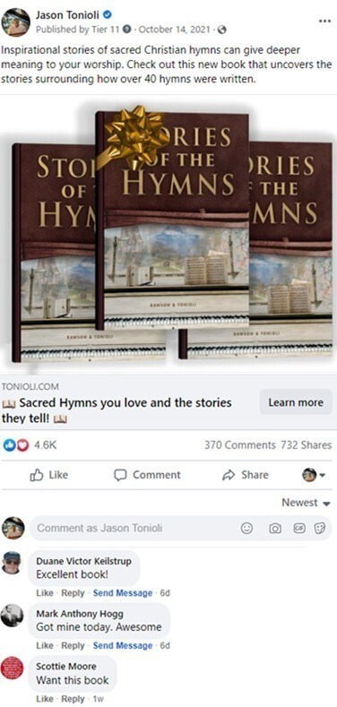 Book reviews are pouring in- Facebook post has 370 comments praising the book