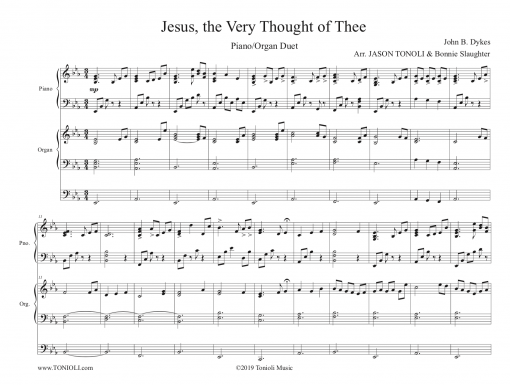 Jesus the Very Thought ORGAN PIANO Sheet Music IMAGE COVER