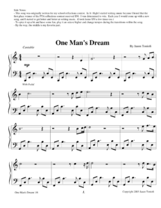 One Man's Dream PDF Sheet Music