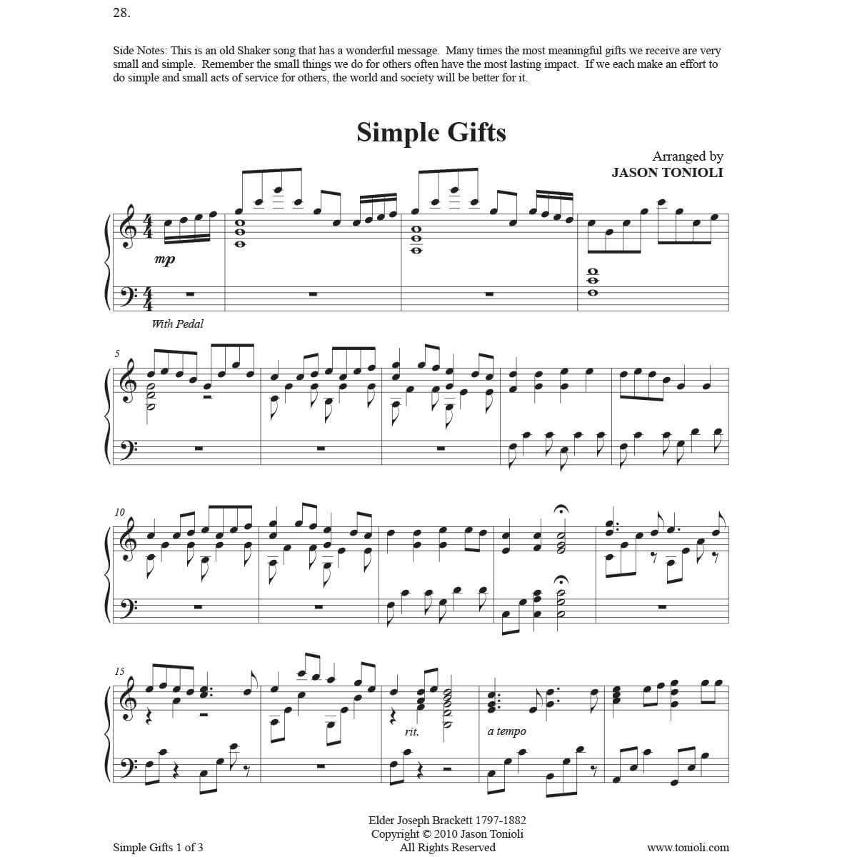 Simple Gifts (J. Brackett) - Free Flute Sheet Music