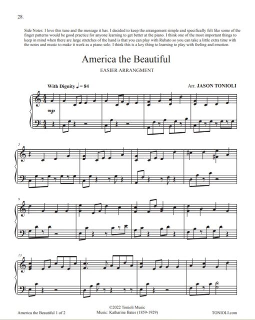 image America The Beautiful Easier Piano Hymns Jason Tonioli