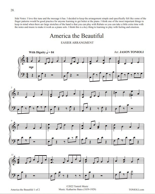 image America The Beautiful Easier Piano Hymns Jason Tonioli