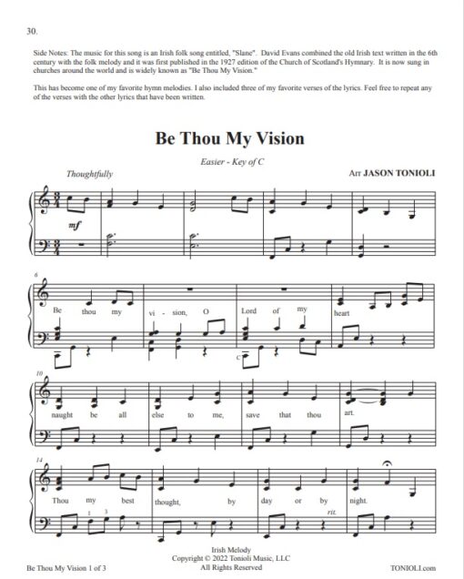 image Be Thou My Vision Easier Piano Hymns Jason Tonioli