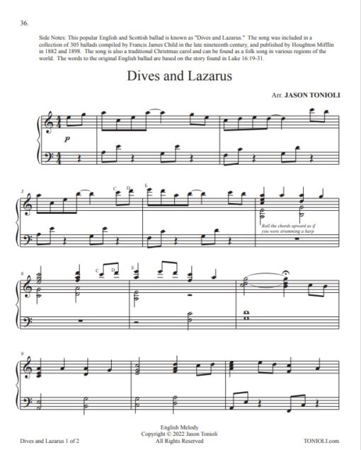 image Dives and Lazarus Easier Piano Hymns Jason Tonioli
