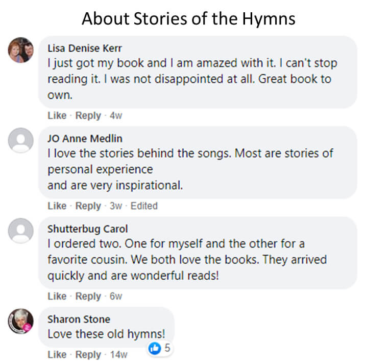 Stories of the Hymns Book Product feedback and reviews from Facebook